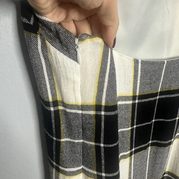 Public School Lilu Draped Plaid Dress Size 8 Color: Black| White|Yellow Plaid - Picture 7 of 8